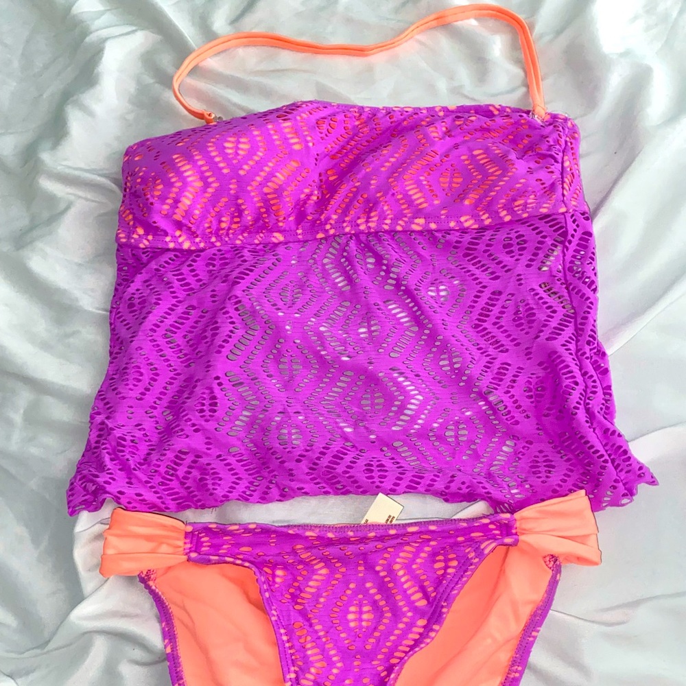 Kids Purple/Orange Swimsuit Tankini Bathing Suit